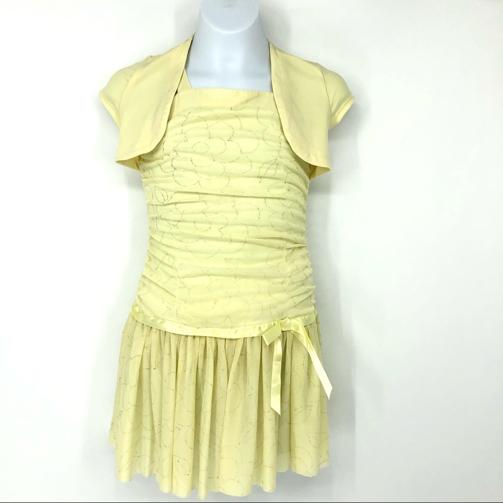Amy Byer Girls 6X Yellow Stretch Belle Party Dress